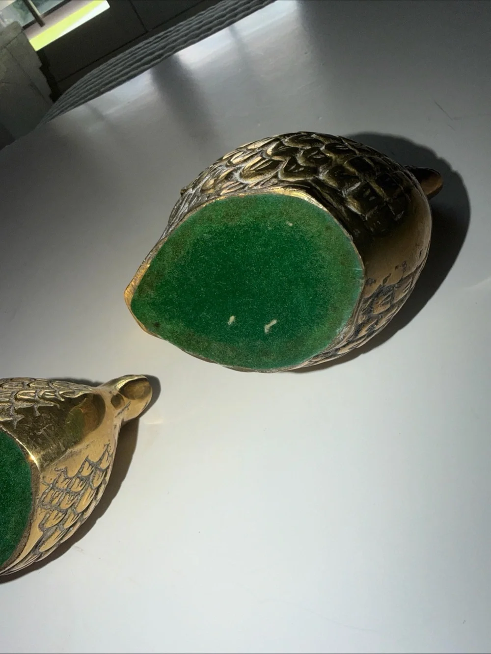 Vintage Brass Quail Partridge Birds Figurines Mid Century Korea Set of 2